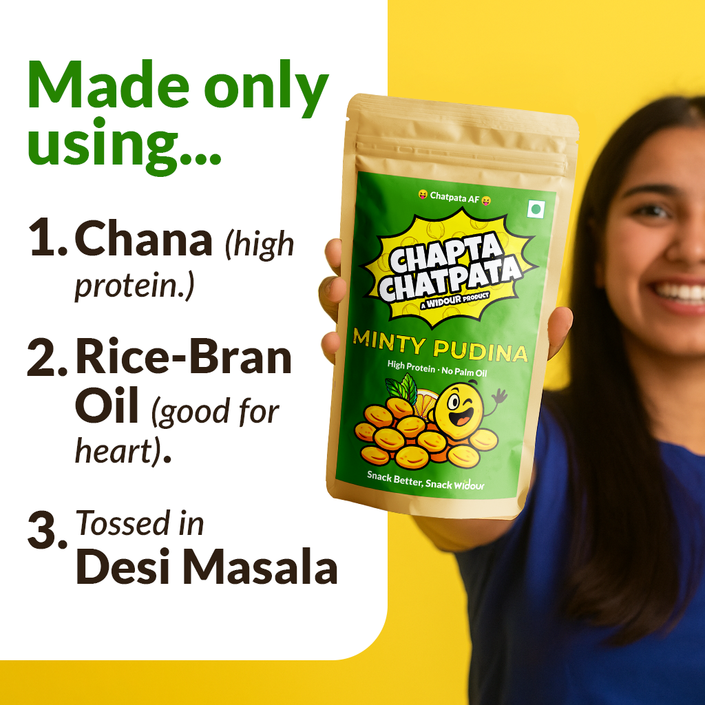 Widour Chapta Chatpata – Crushed Chickpea Snack Minty Pudina | No Palm Oil. (Pack of 4)