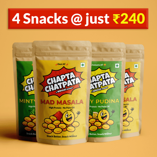 Chapta Chatpata Combo Pack – 2 Mad Masala + 2 Minty Pudina | Chickpea Snacks | No Palm Oil | Healthy Indian Namkeen
