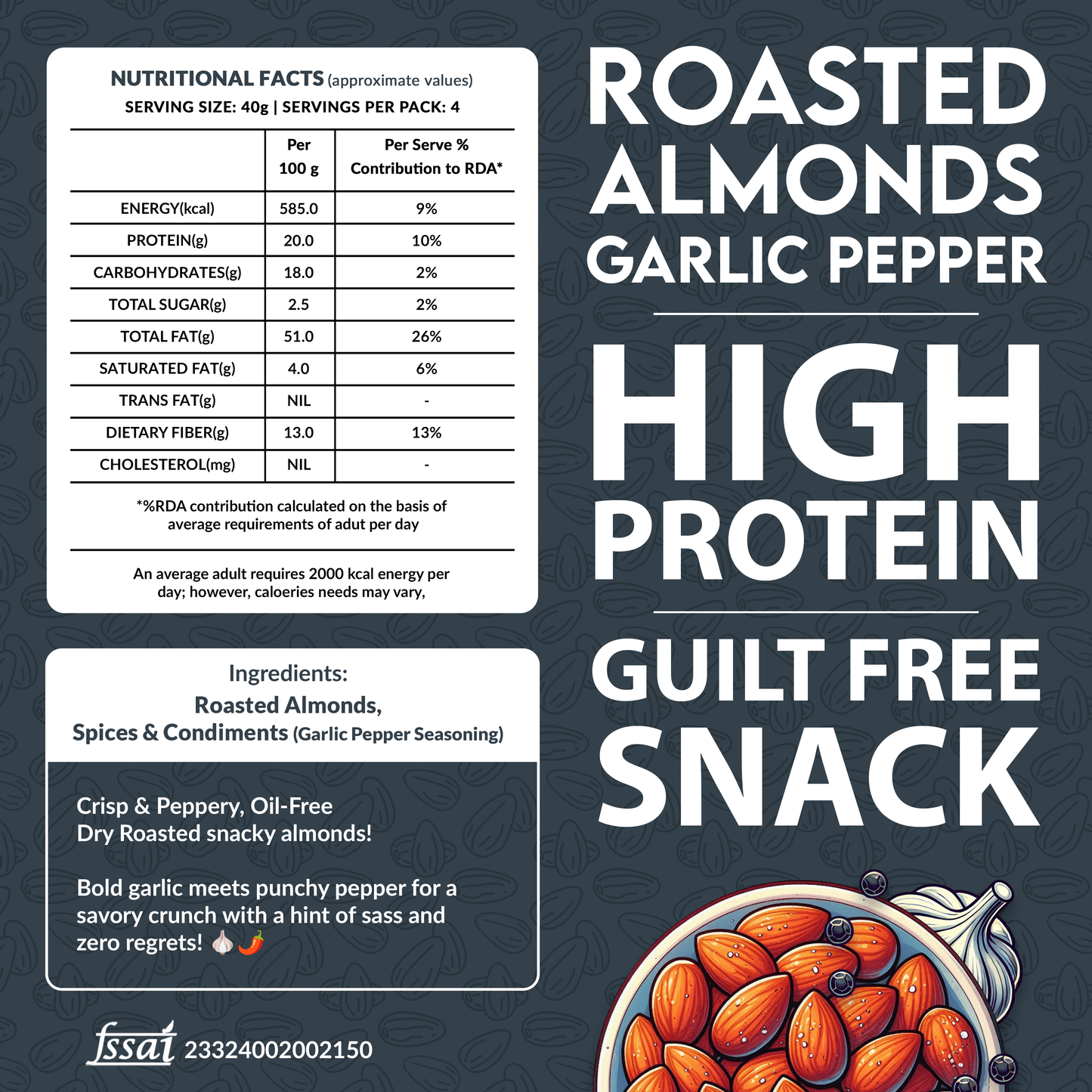 Garlic Pepper Signature Roasted Almonds