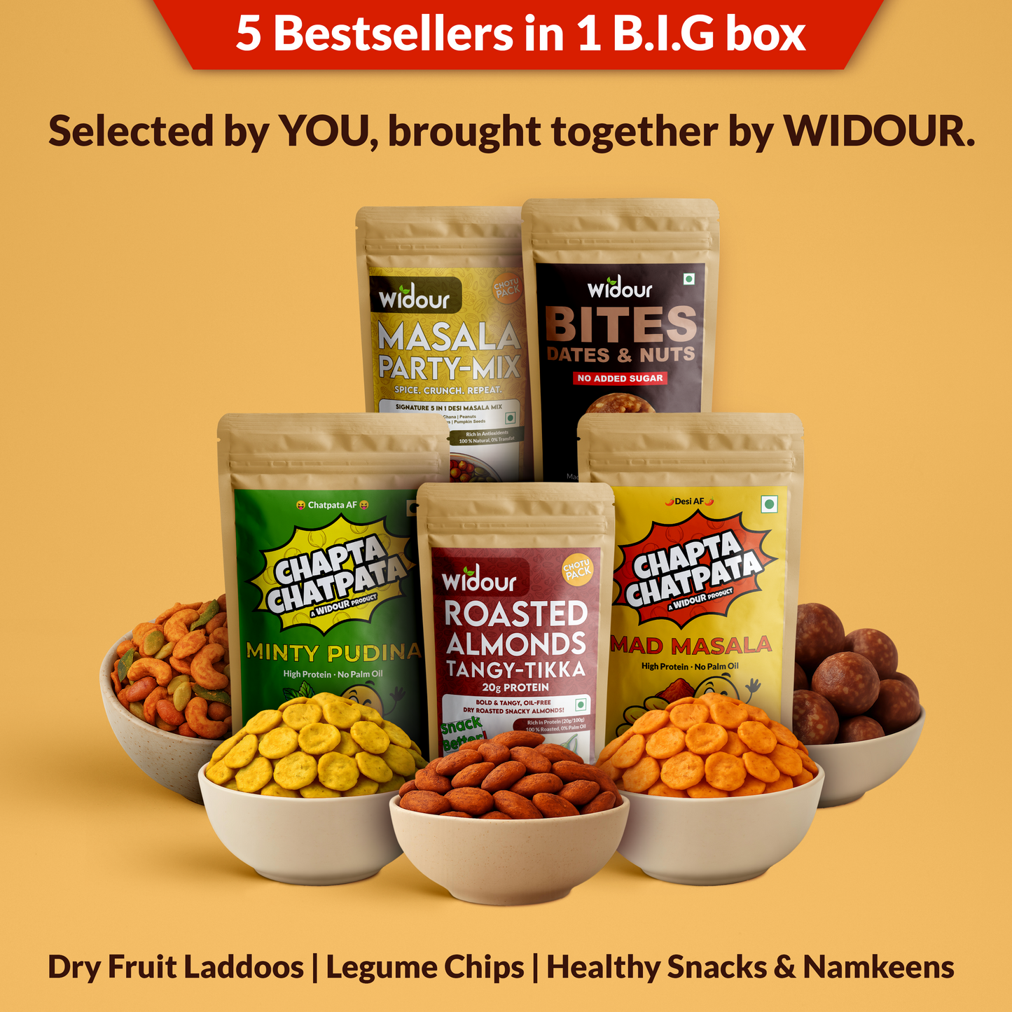 Widour The B.I.G Combo | 5 Best Selling Widour Snacks | Protein & Fibre Rich
