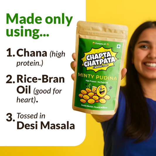 Widour Chapta Chatpata – Crushed Chickpea Snack Minty Pudina | No Palm Oil. (Pack of 4)