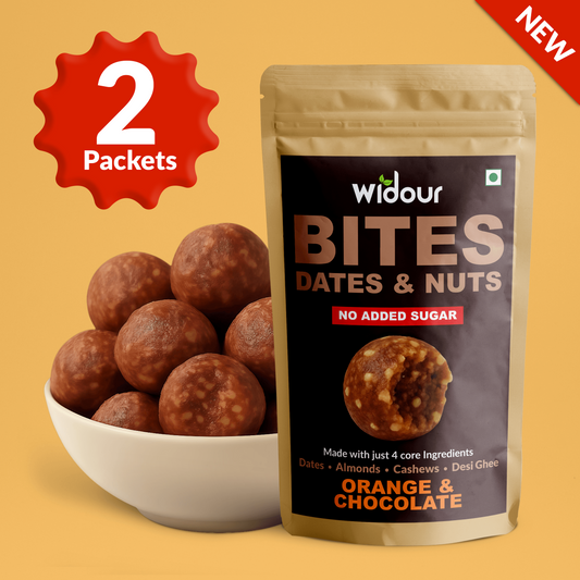 Widour Bites Dates & Nuts Laddoos – Orange & Chocolate | No Added Sugar.