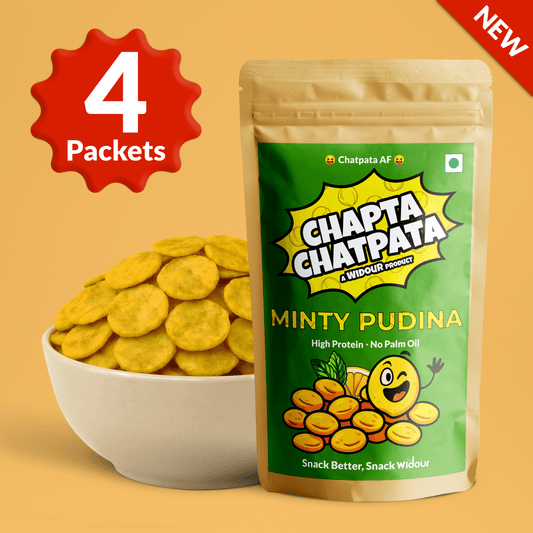 Widour Chapta Chatpata – Crushed Chickpea Snack Minty Pudina | No Palm Oil. (Pack of 4)