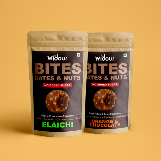 Widour Bites Dates & Nuts Laddoos – Combo (Choco Orange and Elaichi) | No Added Sugar.