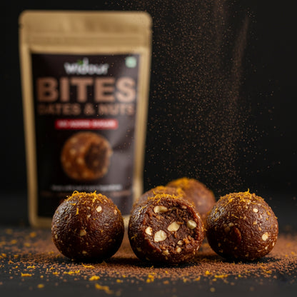 Widour Bites Dates & Nuts Laddoos – Orange & Chocolate | No Added Sugar.